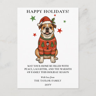 Bulldog-Hässlicher-Schwester-Weihnachten-Hund-Sant Feiertagspostkarte