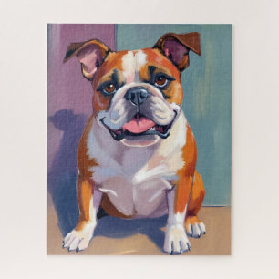 Bulldog-Haustiermalerei whimsical Wasserfarbe Hund Puzzle