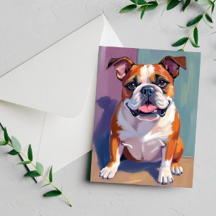 Bulldog-Haustiermalerei Whimsical-Wasserfarben-Hun