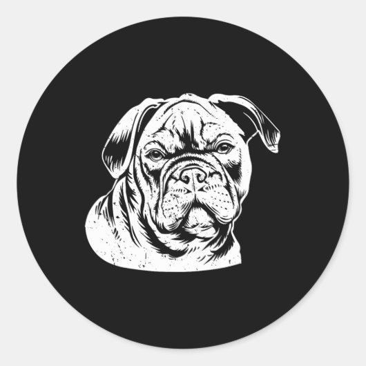 Bulldog Head Runder Aufkleber (Vorderseite)