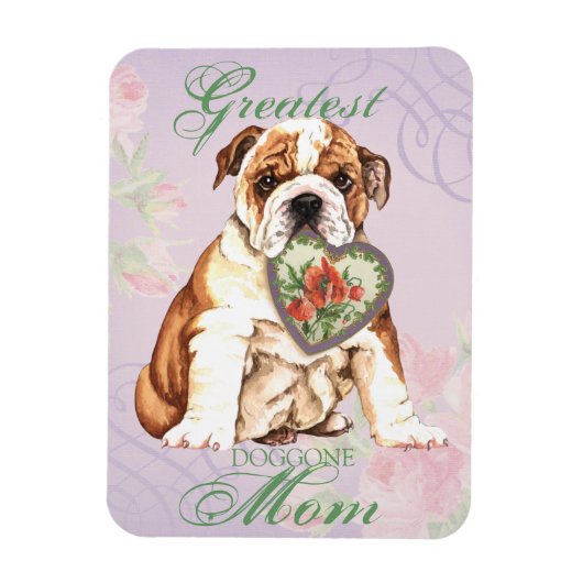 Bulldog Heart Mom Magnet (Vertikal)