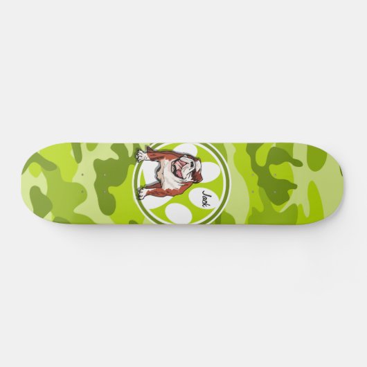 Bulldog; hellgrüne Camouflage, Tarnung Skateboard (Horizontal)