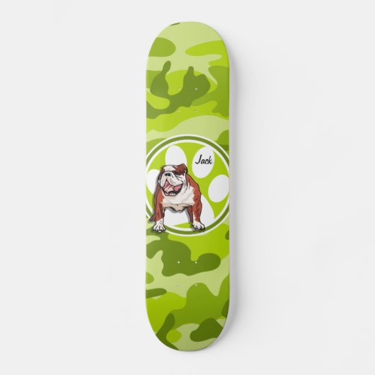 Bulldog; hellgrüne Camouflage, Tarnung Skateboard (Vorderseite)