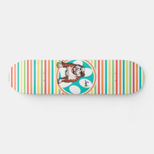 Bulldog, Hellknall, Regenbogenstreifen Skateboard (Horizontal)