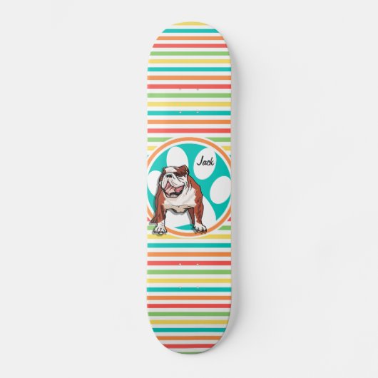 Bulldog, Hellknall, Regenbogenstreifen Skateboard (Vorderseite)