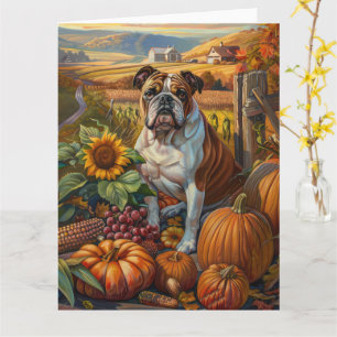 Bulldog Herbsternte Thanksgiving Karte