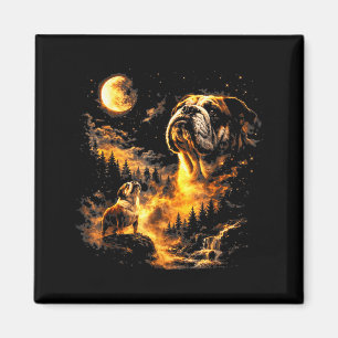 Bulldog heult zum Mond Vintage 90er lustiger Hund Magnet