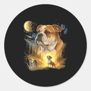 Bulldog heult zum Mond Vintage 90er Retro Runder Aufkleber