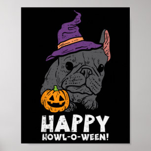 Bulldog Hexe Happy Howl O Wen Fun Halloween Hund Poster