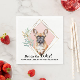 Bulldog Hochzeit von Napkins mit Hunden-Foto Serviette