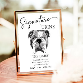 Bulldog-Hochzeitsignatur Drink-Zeichen Poster