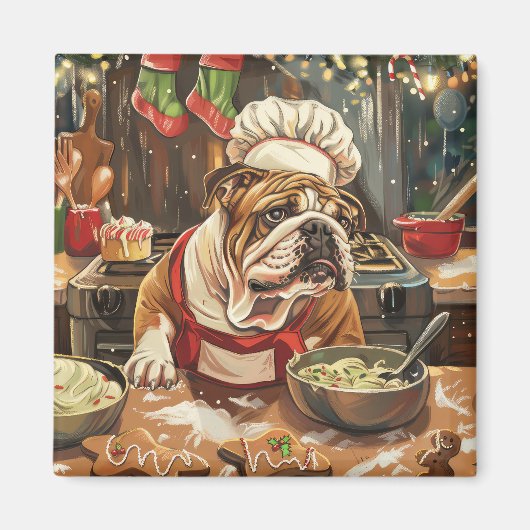 Bulldog Holiday Baking: Festliche Weihnachten Magnet (Vorne)