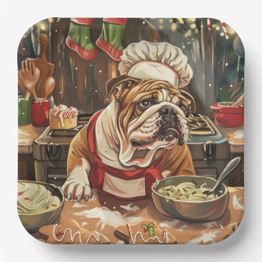 Bulldog Holiday Baking: Festliche Weihnachten Pappteller (Vorderseite)