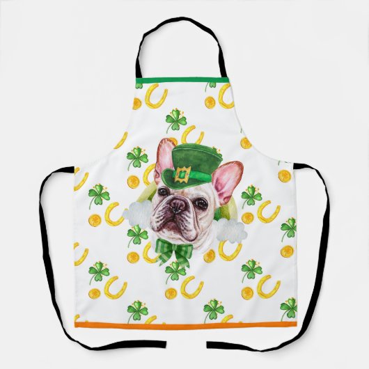 Bulldog Holiday Decor St Patrick's Day Hund Schürze (Vorderseite)