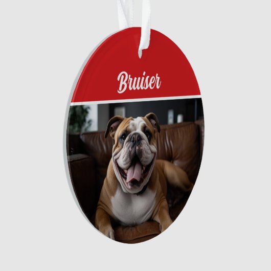 Bulldog Holiday Foto Weihnachten Ornament (Vorderseite)