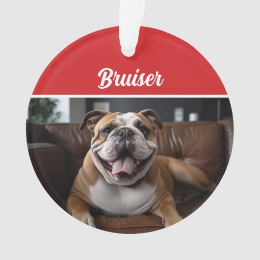 Bulldog Holiday Foto Weihnachten Ornament (Vorderseite)
