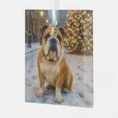 Bulldog Holiday  Ornament Aus Glas (Vorderseite links)
