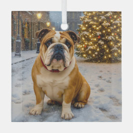Bulldog Holiday  Ornament Aus Glas