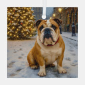 Bulldog Holiday  Ornament Aus Glas (Rückseite)