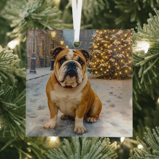 Bulldog Holiday  Ornament Aus Glas (Insitu)