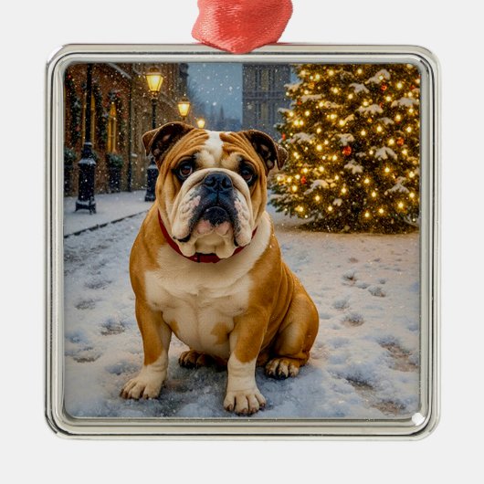 Bulldog Holiday Ornament Aus Metall (Vorne)
