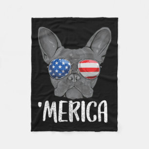 Bulldog-Hund 4. Juli Amerikanische Flagge 1 Fleecedecke