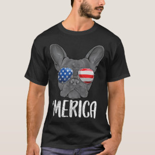 Bulldog-Hund 4. Juli Amerikanische Flagge 1 T-Shirt