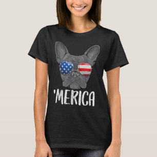 Bulldog-Hund 4. Juli Amerikanische Flagge 1 T-Shirt