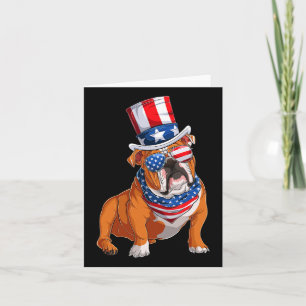 Bulldog Hund 4. Juli Amerikanische Flagge Karte