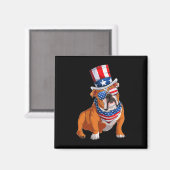 Bulldog Hund 4. Juli Amerikanische Flagge Magnet (Vorderseite/Rückseite)