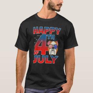 Bulldog Hund American Flag Brille Happy 4. Jul T-Shirt