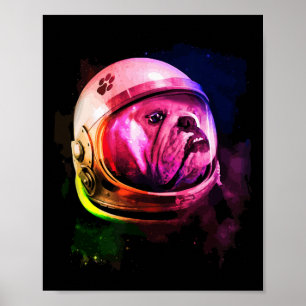 Bulldog Hund Astronaut Spacemen Poster