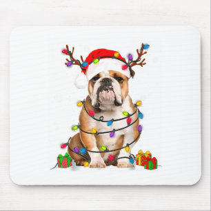 Bulldog Hund Baum Weihnachtslichter Xmas Pyjama Mousepad