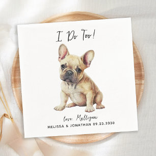 Bulldog-Hund Hochzeit Cocktail Serviette