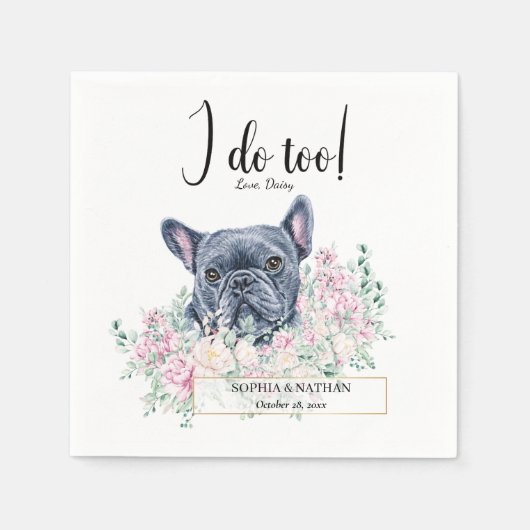 Bulldog-Hund Hochzeitcocktail Napkins Serviette (Vorderseite)