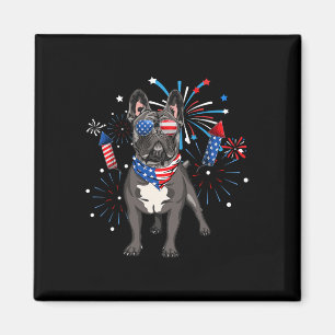 Bulldog-Hund in den USA Flag 4. Juli W Magnet