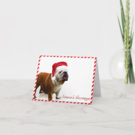 Bulldog Hund in der Weihnachtsmannmütze Weihnachts Feiertagskarte