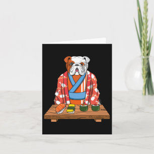 Bulldog Hund Kimono Kawaii Japanischer Foodie Sush Karte