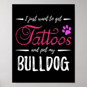 Bulldog Hund Lover Tattoo Funny Dog Mama Geschenk Poster