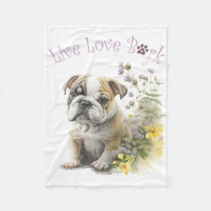 Bulldog Hund Mama Fleecedecke