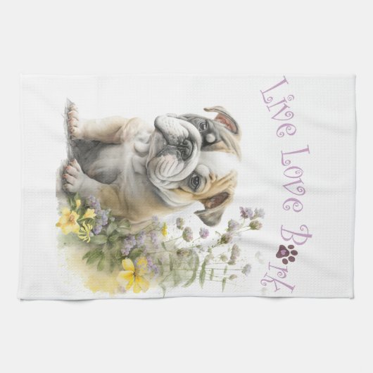 Bulldog Hund Mama Geschirrtuch (Horizontal)