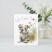 Bulldog Hund Mama Postkarte (Stehend Vorderseite)