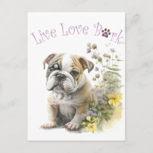 Bulldog Hund Mama Postkarte