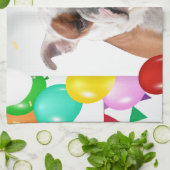 Bulldog Hund mit bunten Balloons Geburtstag Thema Geschirrtuch (Gefaltet)