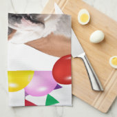 Bulldog Hund mit bunten Balloons Geburtstag Thema Geschirrtuch (Viertel Falte)