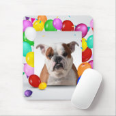 Bulldog Hund mit bunten Balloons Geburtstag Thema Mousepad (Mit Mouse)