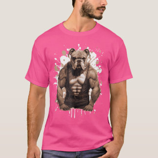 Bulldog Hund mit Muskeln trainieren Fitness-Bodybu T-Shirt