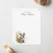 Bulldog Hund Niedlich Welpe Wasserfarbe Personalis Mitteilungskarte (Vorderseite/Rückseite Beispiel)