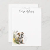 Bulldog Hund Niedlich Welpe Wasserfarbe Personalis Mitteilungskarte (Vorne/Hinten)
