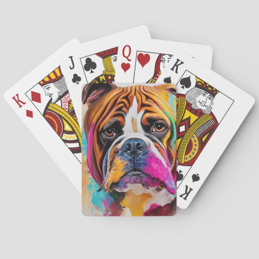 Bulldog Hund Niedliches Tier Spielkarten (Rückseite)